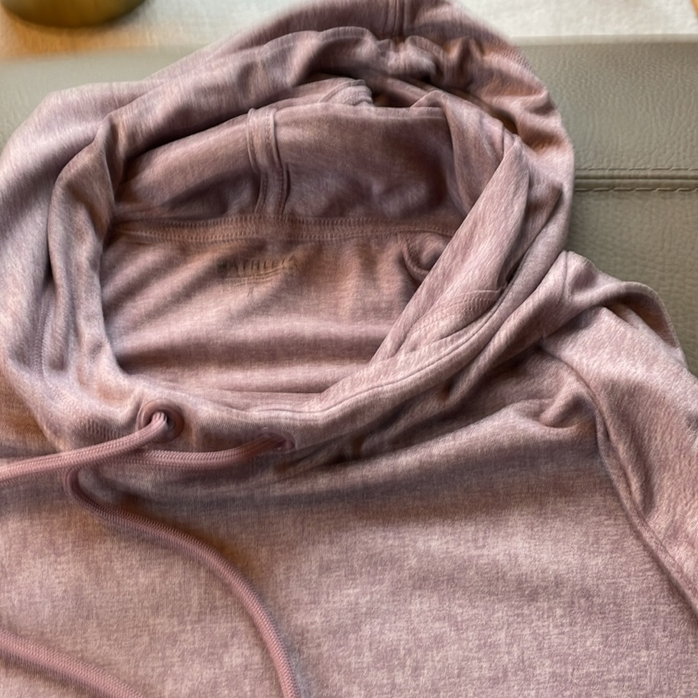 Size Small Athleta hooded sweatshirt light mauve easy care knit fabric loose fit